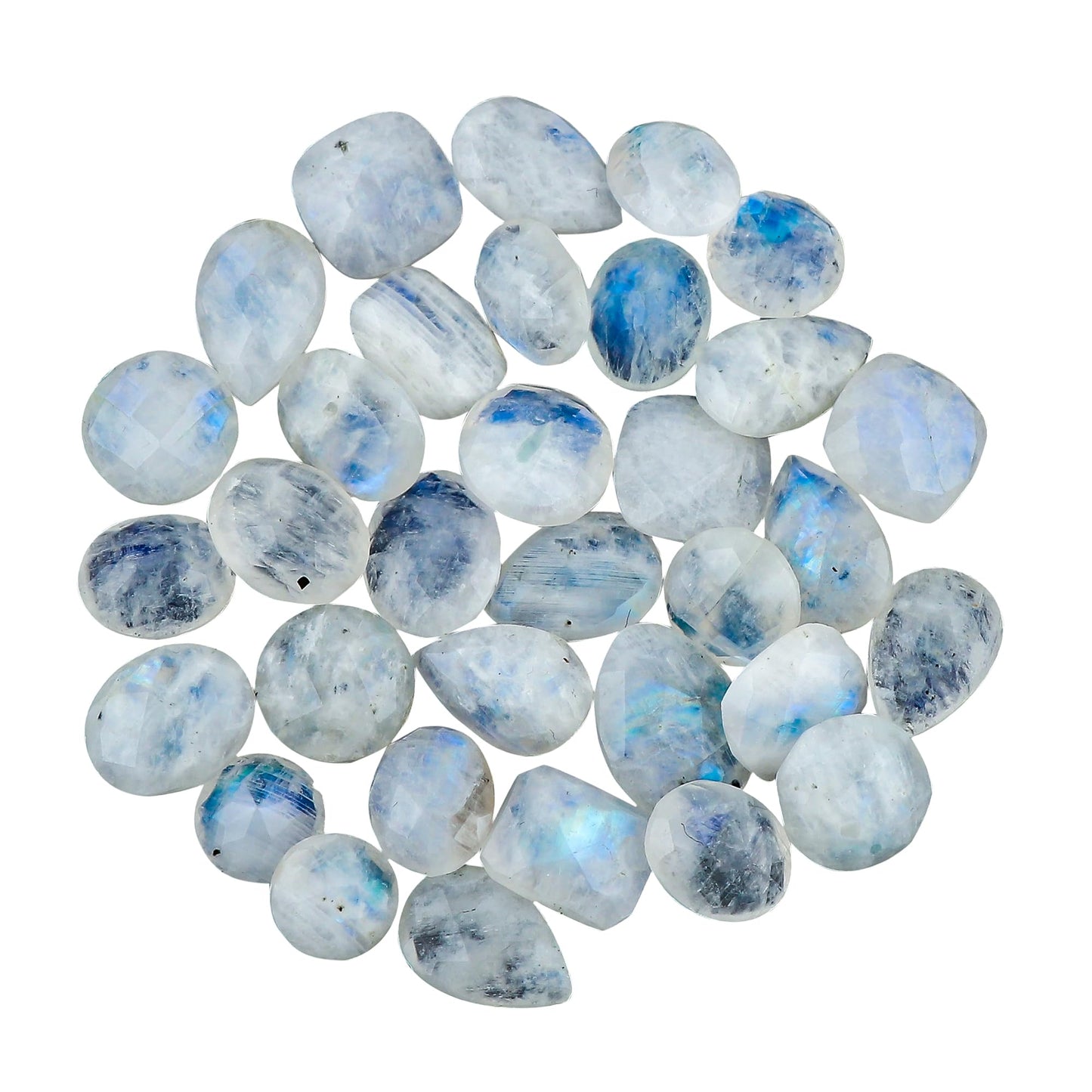 GEMKORA Natural Moonstone Briolette Cut Gemstones Cabochons for Jewelry Making, Mix-Shape | 12-14pcs | 8-12mm