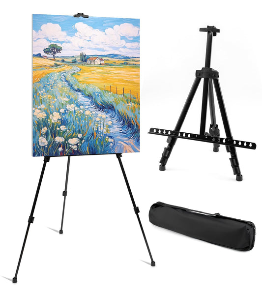 Artisorama Display Easel Stand for Sign, Adjustable Portable 63'' Tripod with Carry Bag, Artist Easels Canvas Stand for Table-Top Displaying/Painting/Wedding Signs
