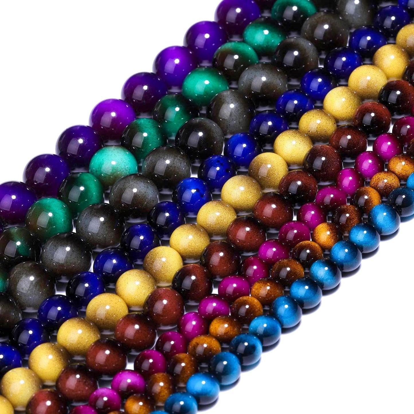 Song Xi 45PCS 8mm Khaki Tiger Eye Gemstone Beads for Jewelry Making, Round Smooth Glass Beads for DIY Bracelet Necklace Earring Keychain, Arts and Crafts, for Christmas Wedding Birthday