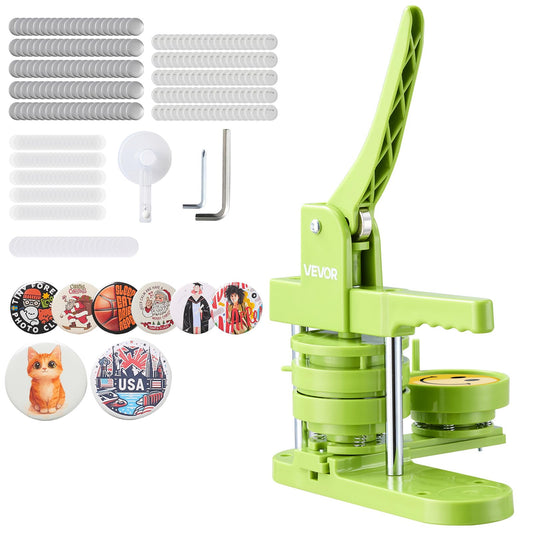 VEVOR Button Maker Machine, 3in/75mm Plastic Pin Maker with 100pcs Button Parts, Mr. Panda Magic Book, Circle Cutter and Hex Wrenches, Reinforced Ergonomic Handle, for DIY Badges, Personalized Pins