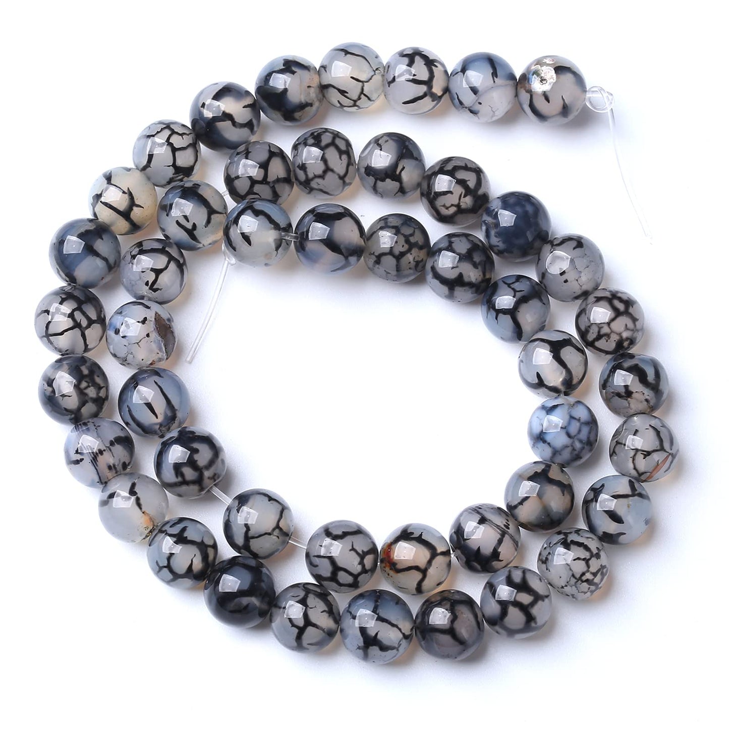 10MM 37PCS Natural Stone Black Dragon Vein Agate Beads for Jewelry Making DIY Bracelet