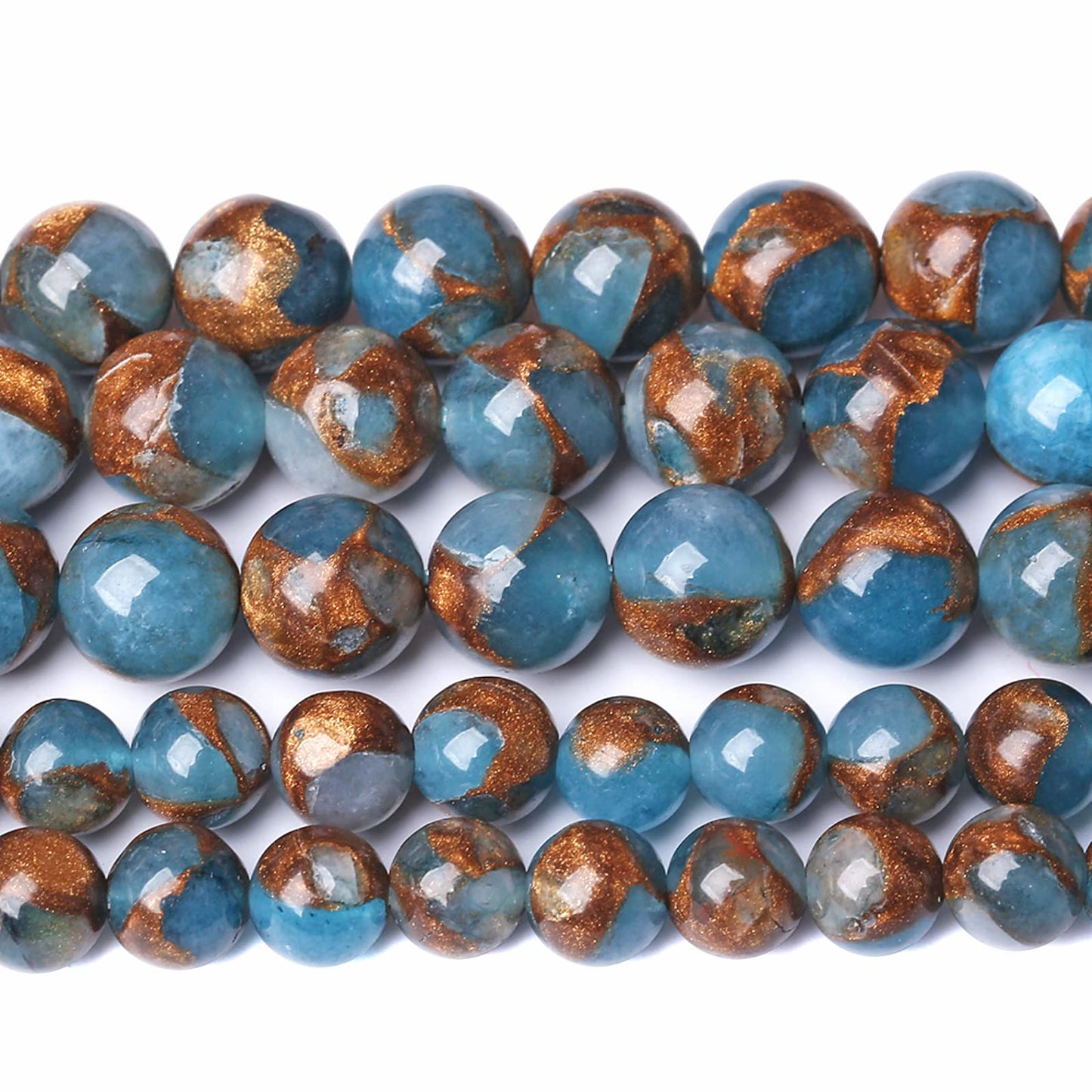 10MM 36PCS Lake Blue Cloisonne Craft Spacer Loose Beads for Jewelry Making DIY Bracelet