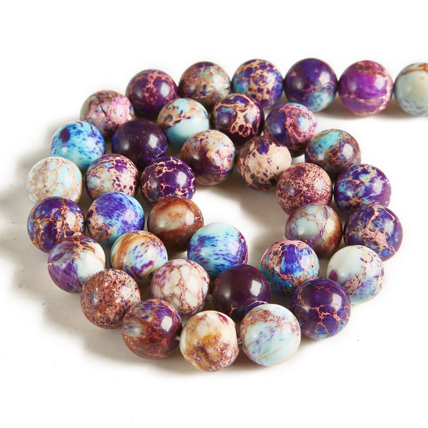 100pcs 10mm Colorful Imperial Jasper Beads Natural Gemstone Beads Round Loose Beads for Jewelry Making