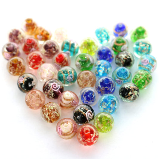 Artsy Crafts 40 Pcs Assorted Glow in The Dark Firefly Beads 12mm European Lampwork Luminous Glass Beads for Jewelry Making Charm Bracelet Necklace Earrings Crafts (Mixed 40pcs)