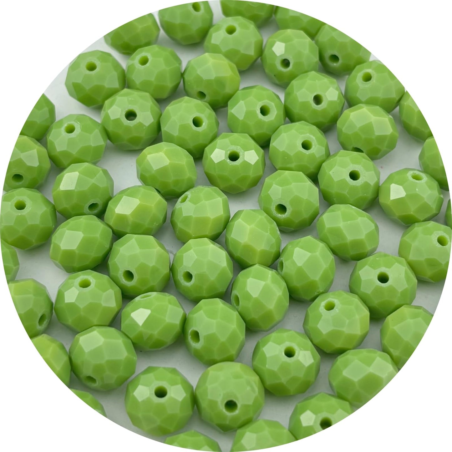 Pinhoollgo 60pcs 10mm Crystal Glass Beads Faceted Rondelle Glass Spacer Beads for Bracelets Necklace Pendants Earrings Key Chains Jewelry Making(Olive Green Porcelain)