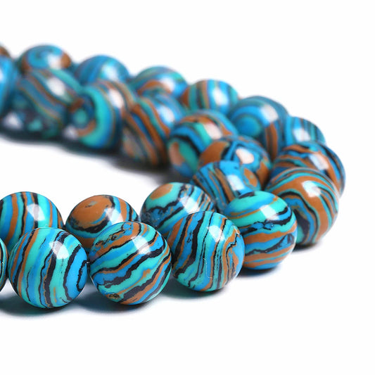 10MM 36PCS Blue Malachite Spacer Loose Beads for Jewelry Making DIY Bracelet Necklace 1 Strand 15’’
