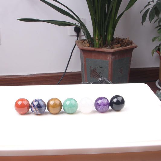 IYARIH 30mm sphere7pcs 1.2inch Sphere Natural 7 Chakra Set - Seven Chakra Set -Natural30mm Mini Crystal Sphere - Seven Chakra Gemstone(7pcs)
