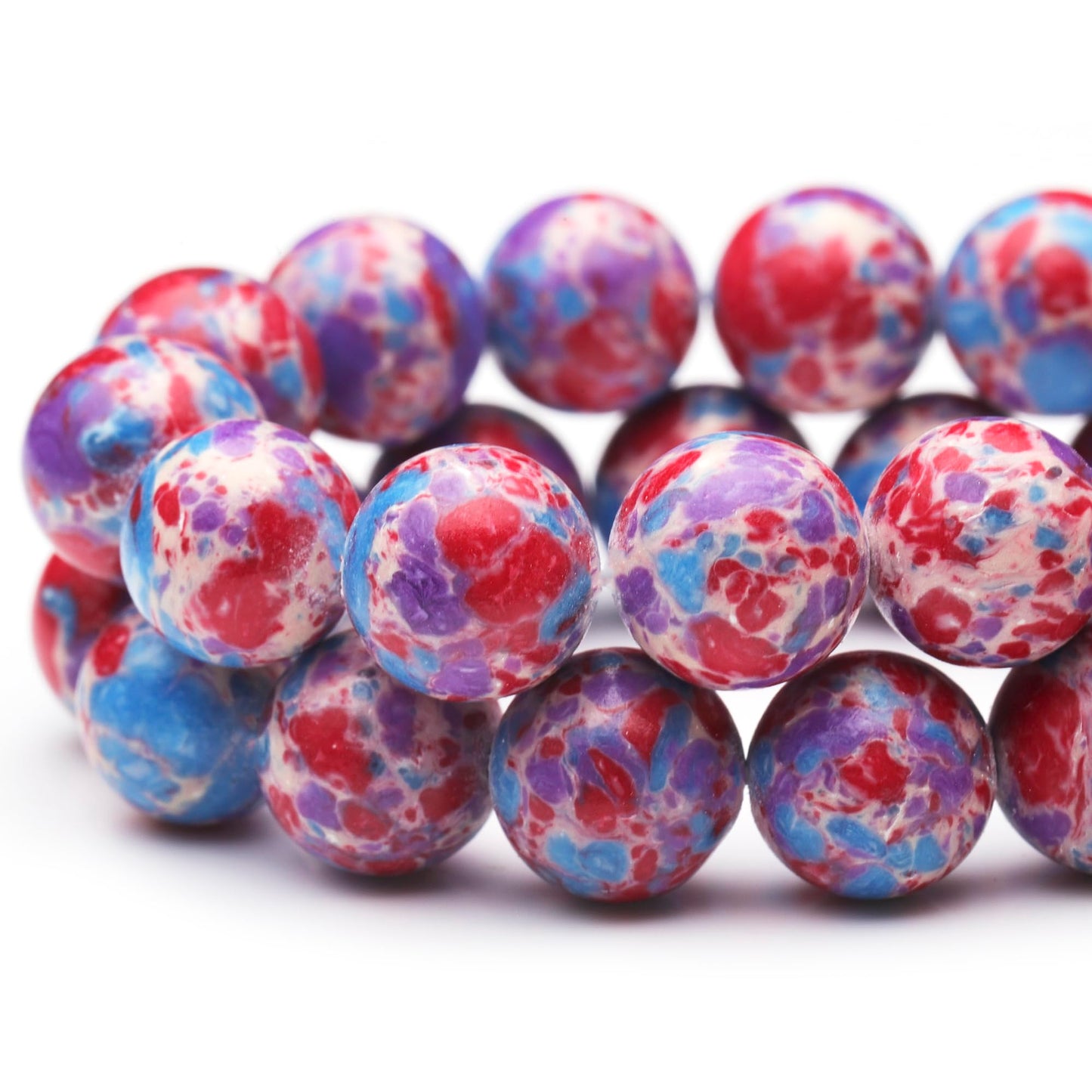 Youngbling Natural Gemstone Beads for Jewelry Making,6mm Blue-Purple Imperial Jasper Polished Round Smooth Stone Beads for Bracelet Necklace 15 Inch