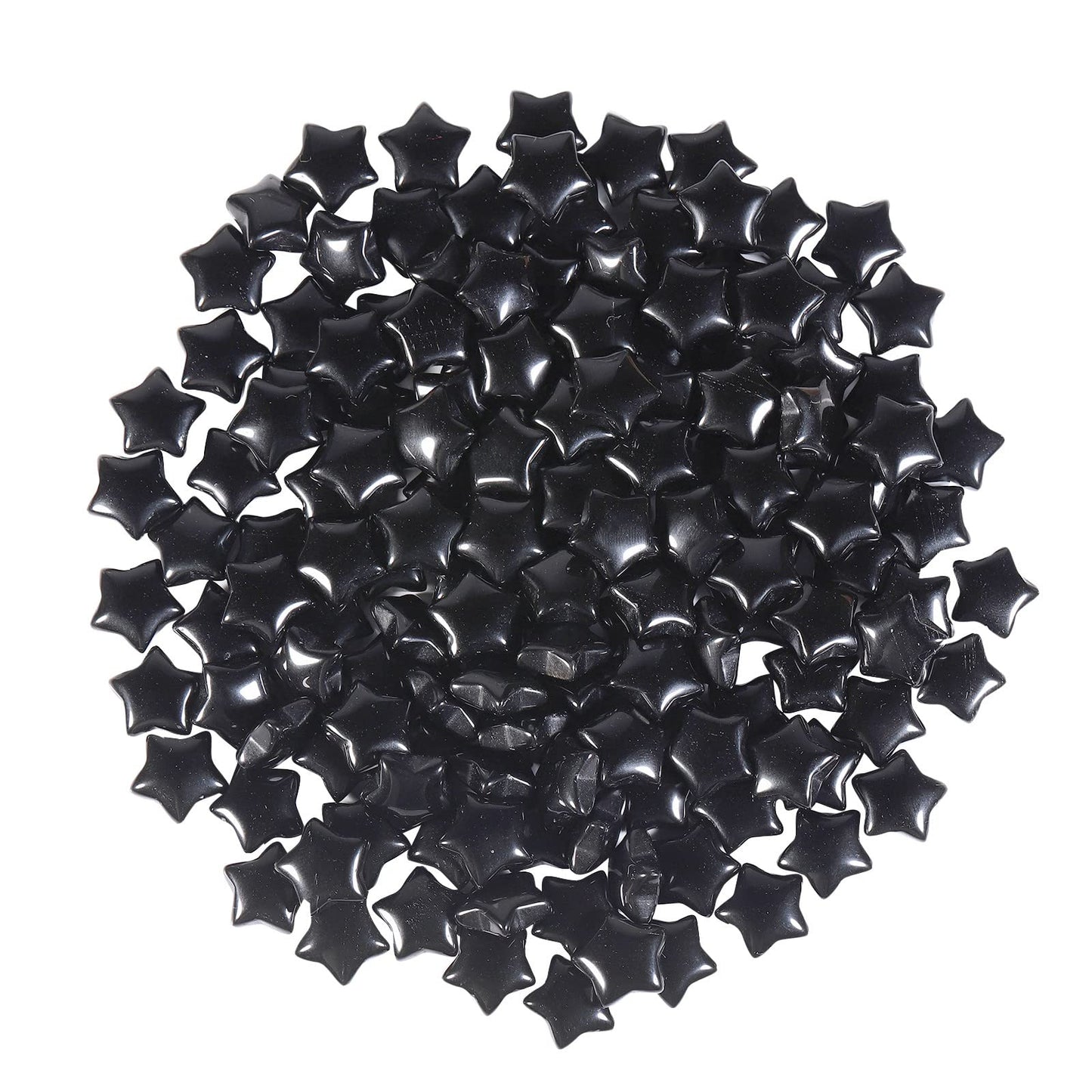 SUNYIK Pack of 20 Mini Star Crystal Pocket Stone, Healing Crystal Worry Stone for Reiki Meditation Anxiety Stress Jewelry Making, Black Obsidian Stone