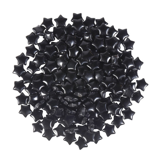 SUNYIK Pack of 20 Mini Star Crystal Pocket Stone, Healing Crystal Worry Stone for Reiki Meditation Anxiety Stress Jewelry Making, Black Obsidian Stone