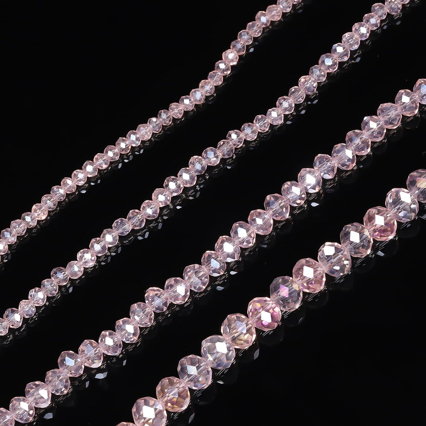 NITOPUPU 500pcs 6mm Crystal Glass Beads for Jewelry Making Faceted Rondelle Flat Beads for Bracelets Necklace Earrings DIY Crafts (Pink Crystal AB Bead)