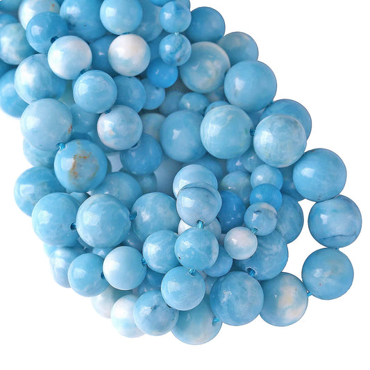 10MM 36PCS Natural Blue Larimar Gemstone Crystal Beads for Jewelry Making DIY Bracelet