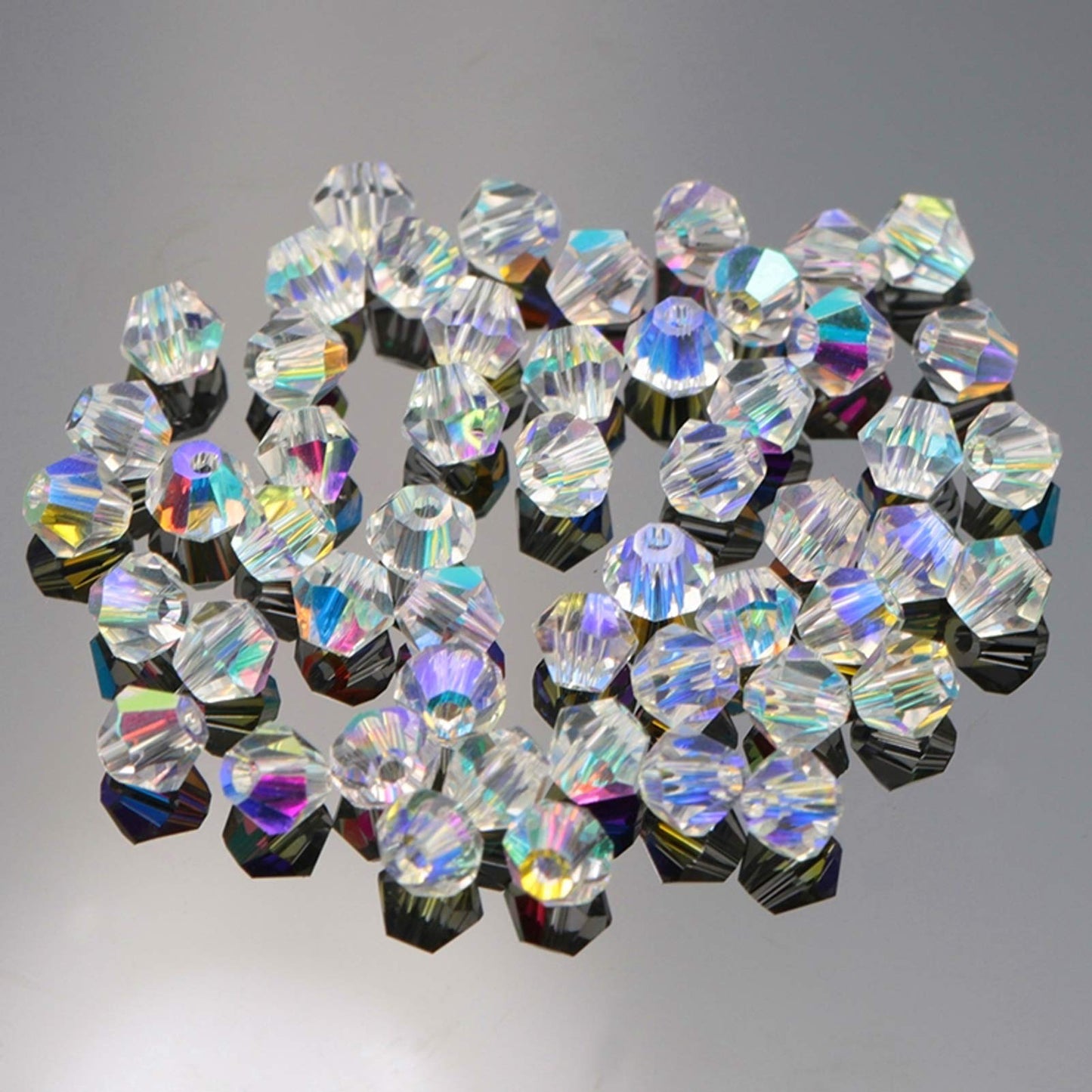 Dowarm 1000PCS Bicone Crystal Beads 4mm, Bulk Small Faceted Bicone Glass Beads for Jewelry Craft Making, DIY Bracelet, Necklace, Dolls (Crystal AB, 4MM)
