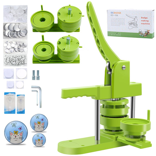 MK.Bear Button Maker Machine Multiple Sizes 200 Pcs，Pin Maker Machine 2.25+3 Inch Badge Maker,DIY Badge Making Kit with Free Button Parts, Circle Cutter