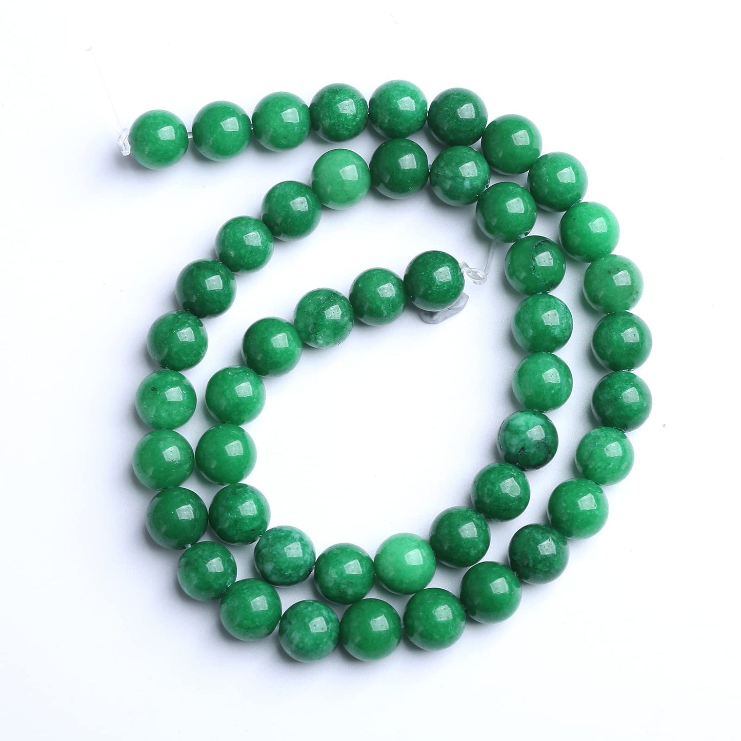 8MM 46PCS Natural Stone Green Cloudy Jade Spacer Loose Beads for Jewelry Making DIY Bracelet Necklace 1 Strand 15’’