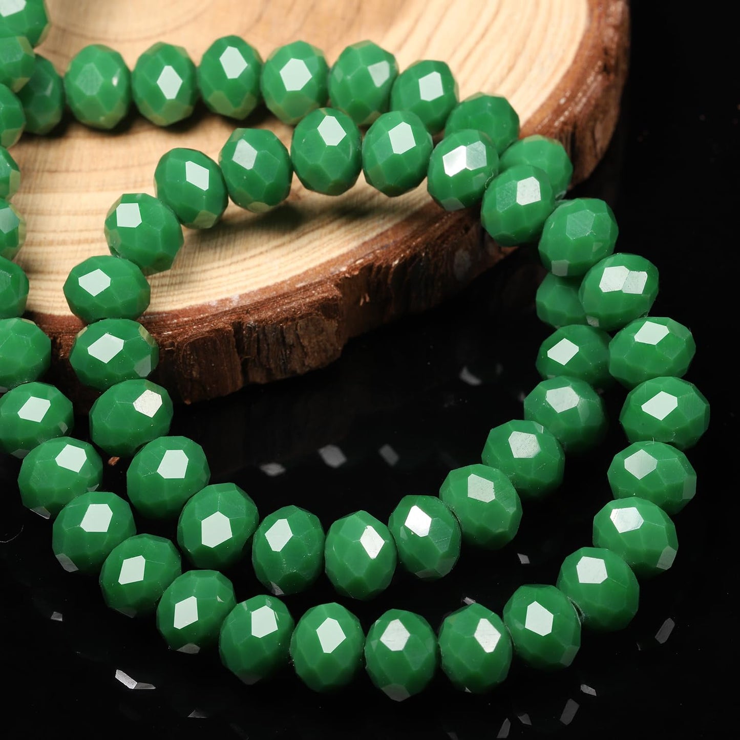 NITOPUPU 500pcs 6mm Crystal Glass Beads for Jewelry Making Faceted Rondelle Flat Porcelain Beads for Bracelets Necklace Earrings DIY Crafts (Dark Green Porcelain Bead)