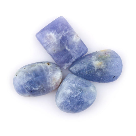 CRYSTALIS 4pcs Natural Purple Hackmanite, UV Reactive, Loose Gemstone, Wholesale Bulk Cabochons, Jewelry Making Supply, Chakra Healing Polished Stones, Wire Wrapping, DIY, Gem Collection, 14-18mm