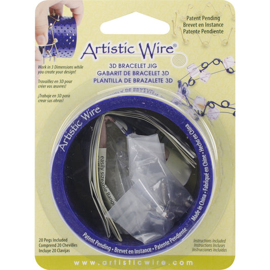 Artistic Wire 3D Bracelet Jig, with 20 Pegs 22 mm / 0.86 in, L x 4 mm / .15 in, O.D. and Holder Tubes
