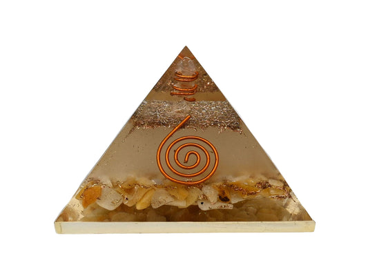 Amazing Gemstone Large Orgone Pyramid | Glow in Dark Yellow Jasper Pyramid Crystal | Orgonite Pyramid | Organ Pyramids Positive Energy Healing