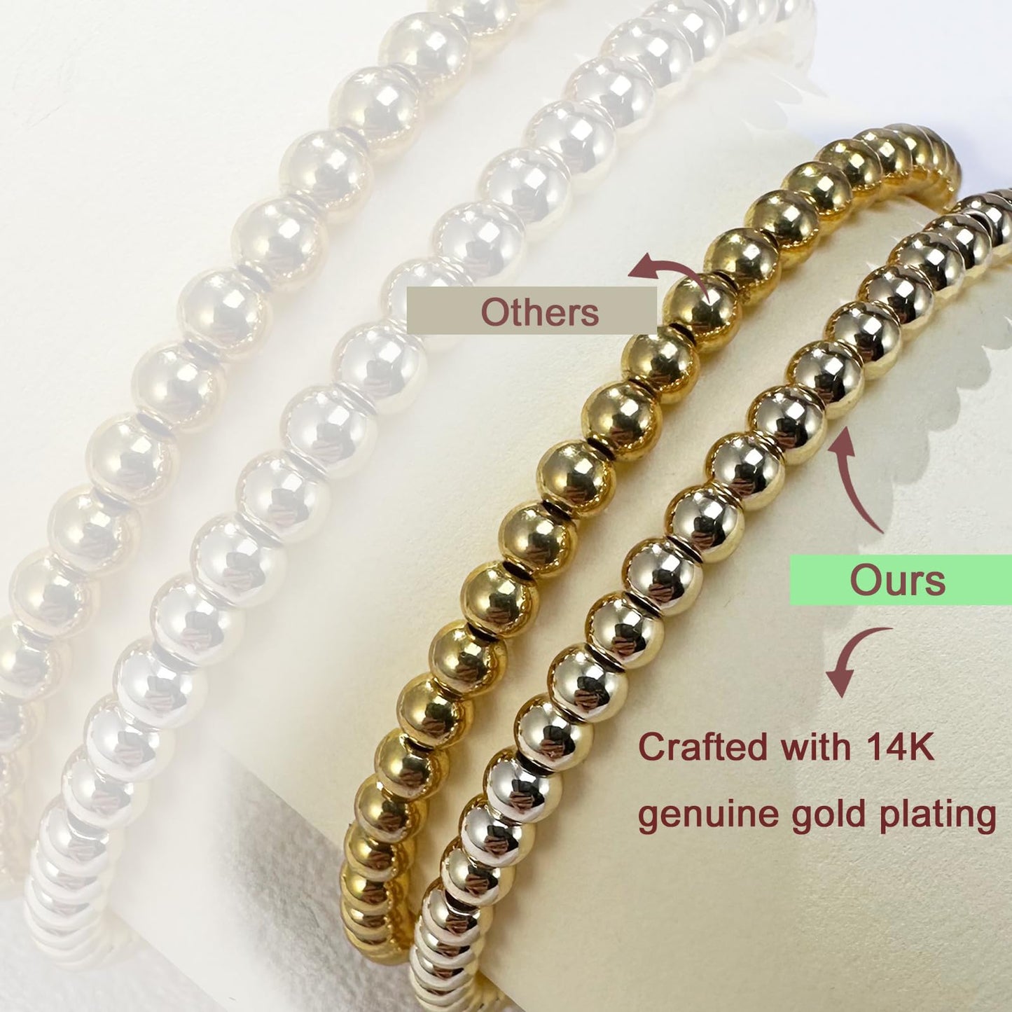 Free bird 14K Gold Beaded Bracelets December Birthstone Braclet with Tanzanite Gemstone Bracelet Dainty Gold Stretch Stacking Bracelet for Birthday Gifts