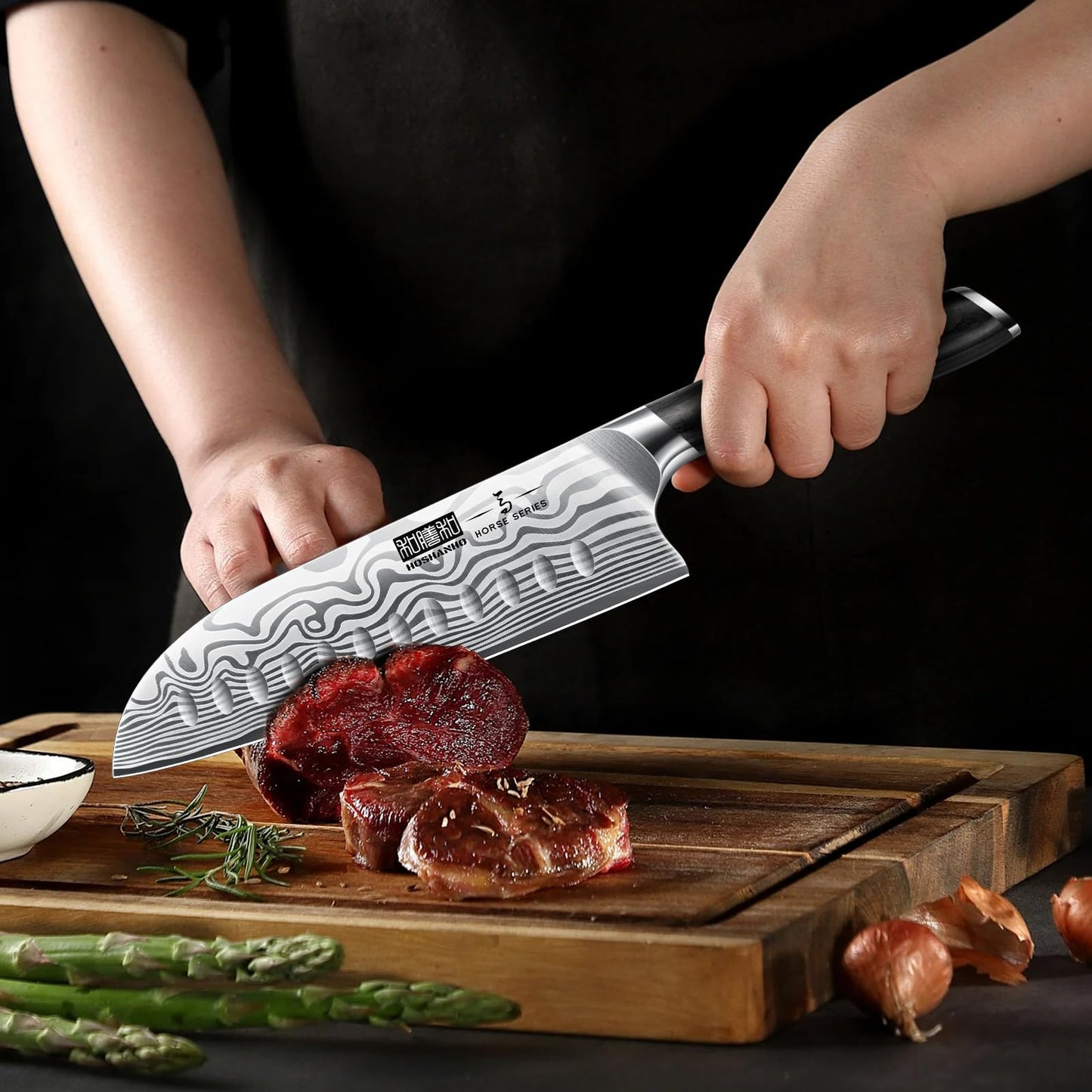 HOSHANHO 5 Pieces Knife Set, Professional Powder Steel Chef Knife Set, Ultra Sharp Japanese Kitchen Knives Set with Ergonomic Pakkawood Handle