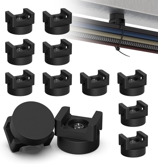 10 Pack Magnetic Zip Tie Mount with Rubber Coating, Strong NdFeB Magnetic Cable Zip Tie Mount for Car & Home Wire