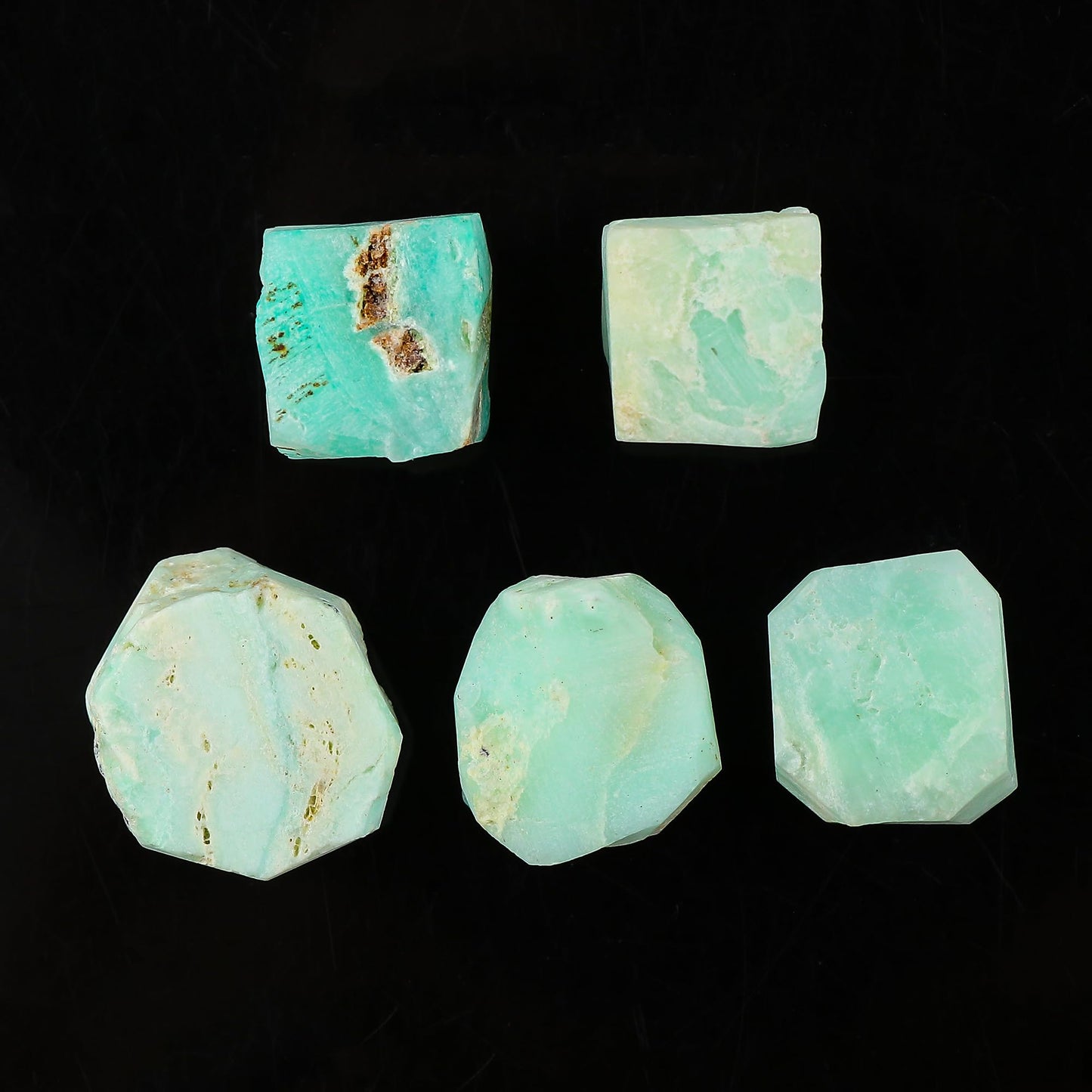 CRYSTALINES 5pcs Wholesale Nartural Raw Peru Sku Blue Opal Gemstone, Untreated Rough Stone, Bulk Loose Supplies for DIY Crafts-Jewelry Making, Healing Crystals, Wire Wrapping, Gem Collection