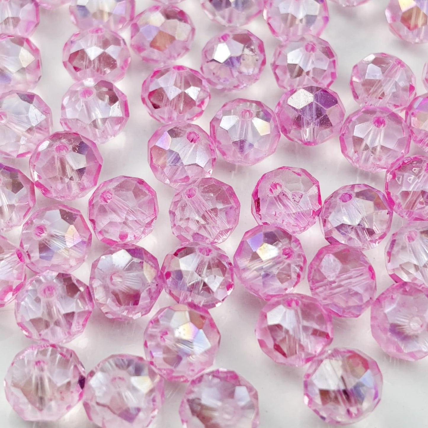 YHYPOCI 200pcs 6mm Crystal Glass Beads for Crafts Faceted Rondelle Glass Beads for Jewelry Making Crystal Spacer Beads for Necklaces Bracelets Earrings DIY Craft(Pink AB)