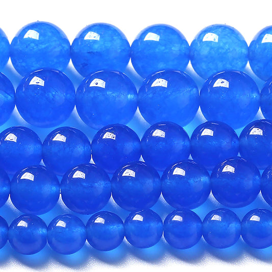 10MM Natural Purplish Blue Chalcedony Stone Beads Crystal Energy Round Loose Beads for Jewelry Making Bracelet 72pcs 2 Strands 32"