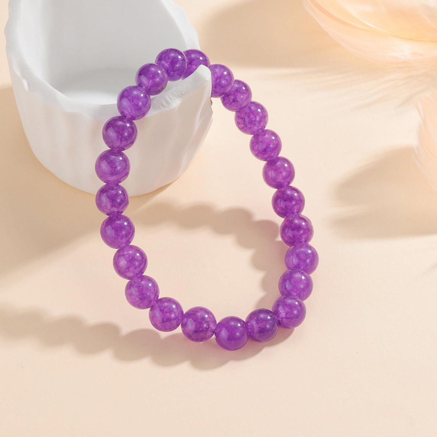 Udolfly Womens Crystal Beaded Bracelets for Women Men Protective Energy Bracelet Natural Gemstone Bead Bracelet 4mm Amethyst
