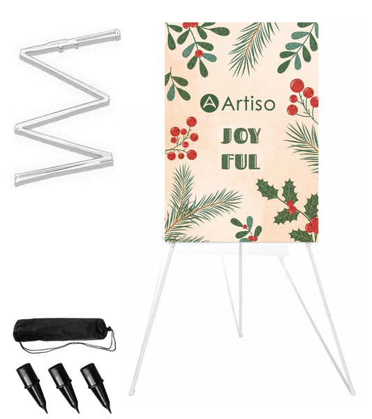 Artisorama Display Easel Stand for Sign, Lightweight Tripod with Bag, Portable Adjustable Artist Easels for Outdoor Painting Posters/Canvas/Wedding, 1PC White