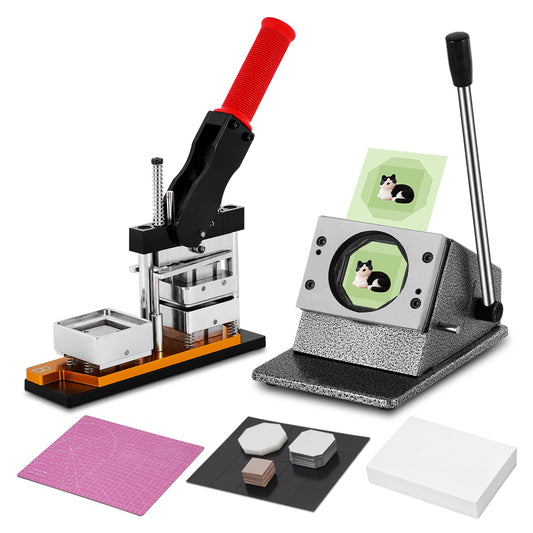 Saladulce 2x2inch Square Magnet Maker Machine Kit DIY Fridge Magnets Making Kit with 200 Sets Supplies&100 Papers, 50x50mm DIY Photo Magnet Making Machine Kit