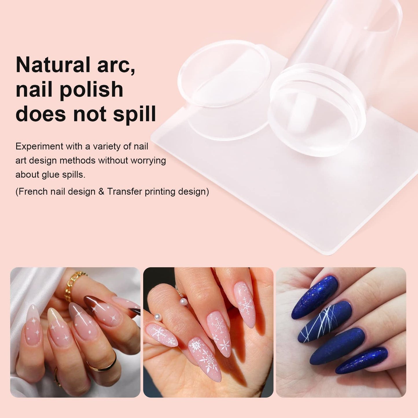 SAGEBIO 8PCS Nail Art Stamper Clear Silicone Nails Stamping Jelly with Scraper Transparent Visible Body DIY Manicure Nail Art Tool M