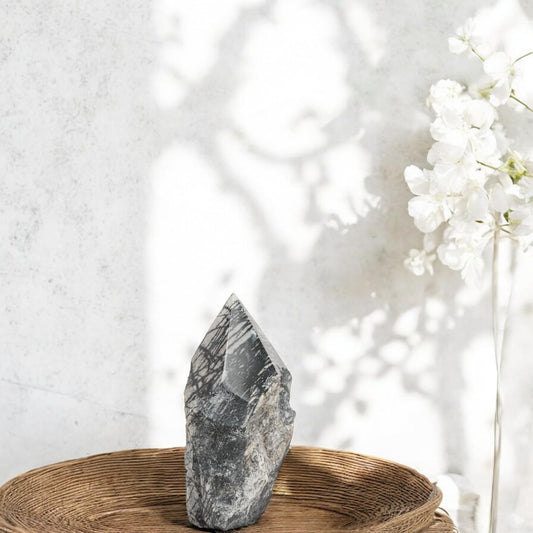 SAMSARI Net Jasper Crystal Points – (3 to 4 inches Height) Set of 2 Healing Stones for Meditation, Yoga, and Spiritual Practices – Natural Earthy Gemstones