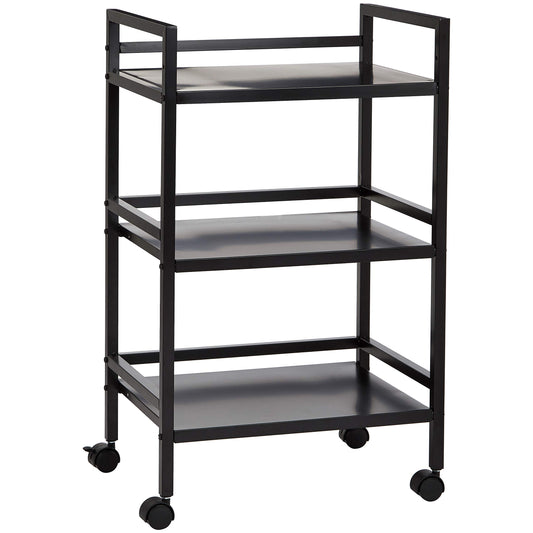 Amazon Basics 3-Tier Metal Rolling Utility Cart, Storage Organizer, Multifunctional Storage, Mobile Shelving, Black