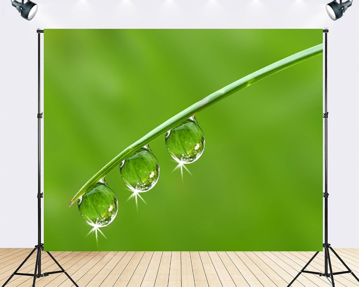 TryKid 10x8ft Green Dewdrop Grass Backdrop Sparkling Water Drop Blade Photography Background Fresh Spring Nature Event