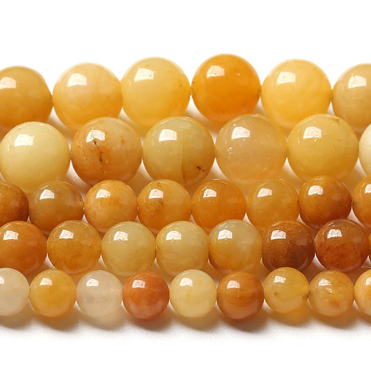 180pcs 4MM Natural Stone Topaz Yellow Aventurine Jade Round Beads Loose Beads for Jewelry Making DIY Bracelet 2 Strands 32"