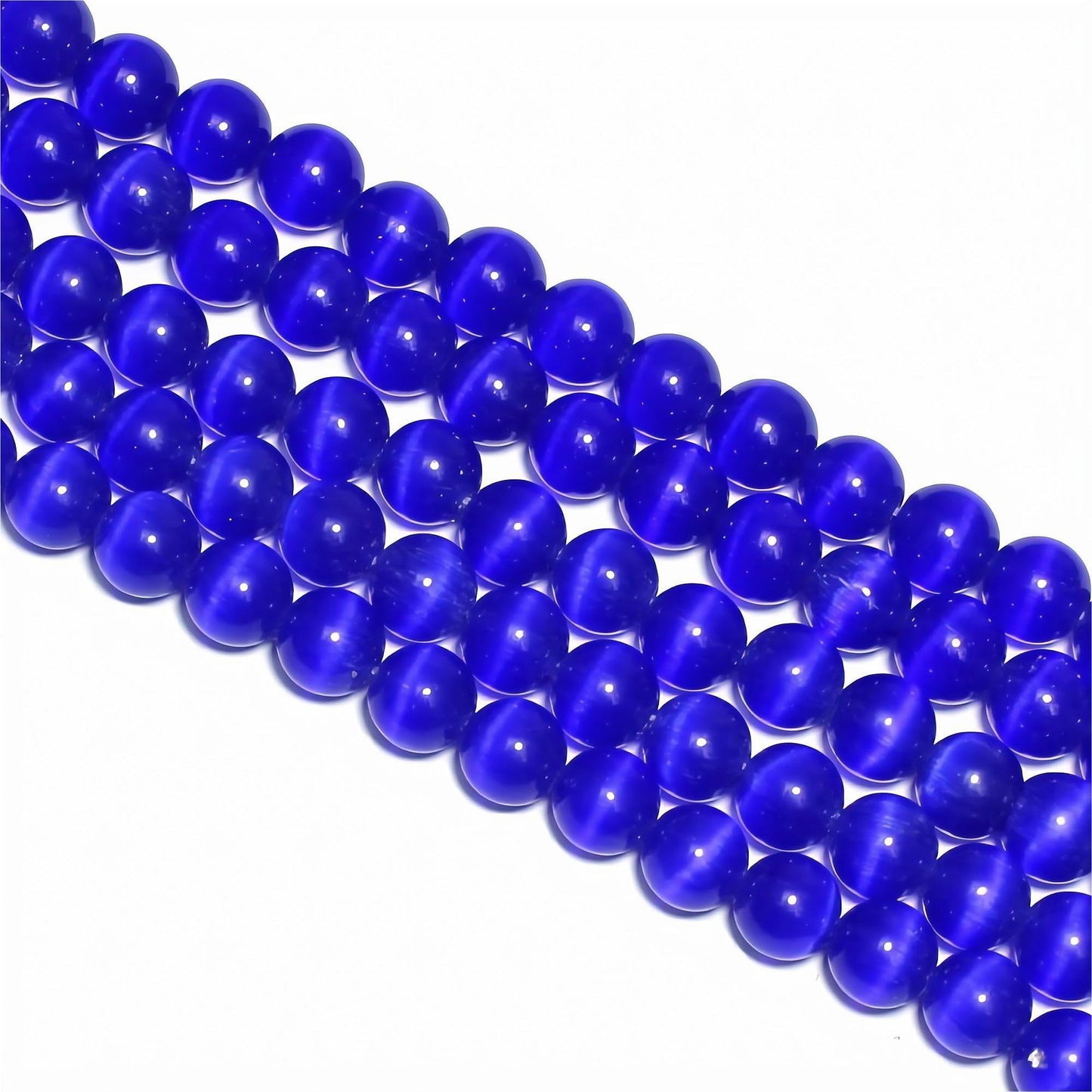 MJDCB 30pcs Sapphire Blue Cat Eye Stone Beads 12mm Round Crystal Loose Bead for Jewelry Making DIY Bracelets Necklace