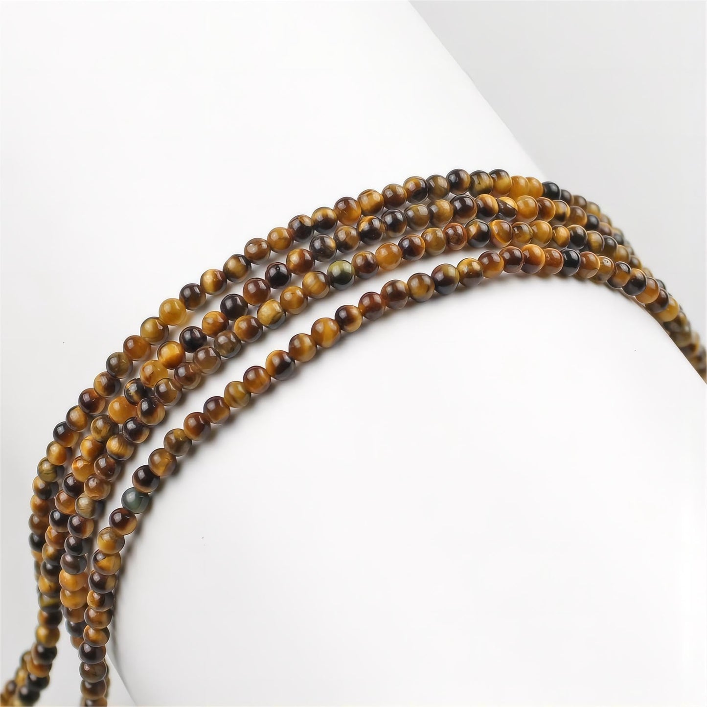 MJDCB 320pcs Natural Small Stone Beads 2mm Yellow Tiger Eye Round Smooth Loose Gemstone Bead for Jewelry Making Bracelets Earrings Necklaces Accessories
