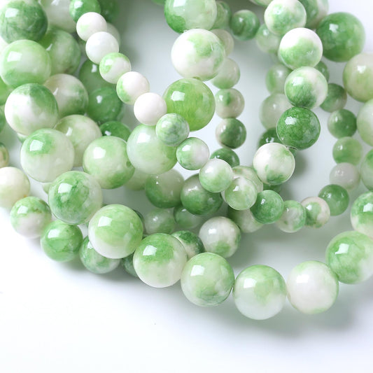 12MM 32PCS Green Persian Jade Spacer Loose Beads for Jewelry Making DIY Bracelet Necklace