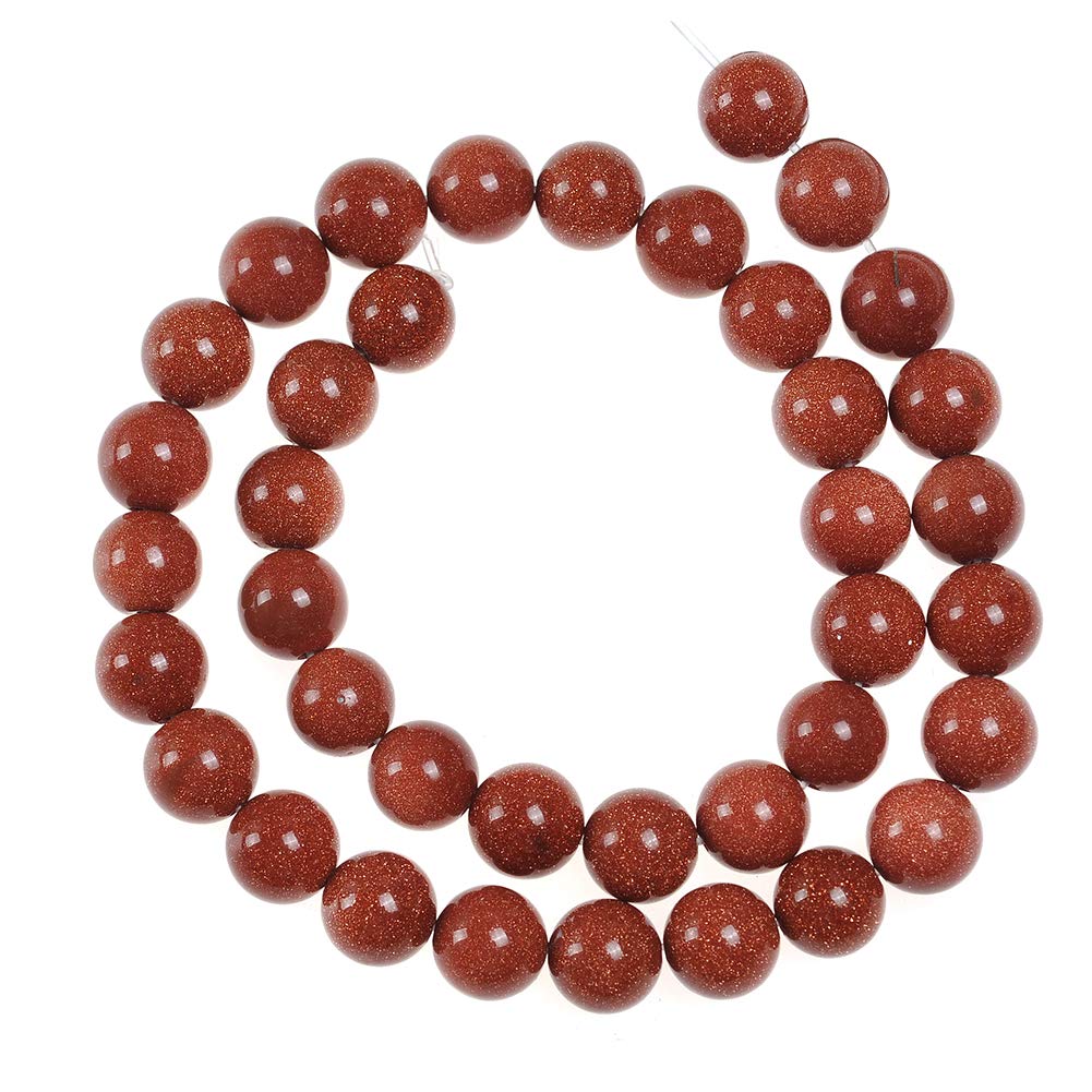 Natural Stone Beads 8mm Gold Sand Stone Round Loose Beads Crystal Energy Stone Healing Power for Jewelry Making DIY,1 Strand 15"