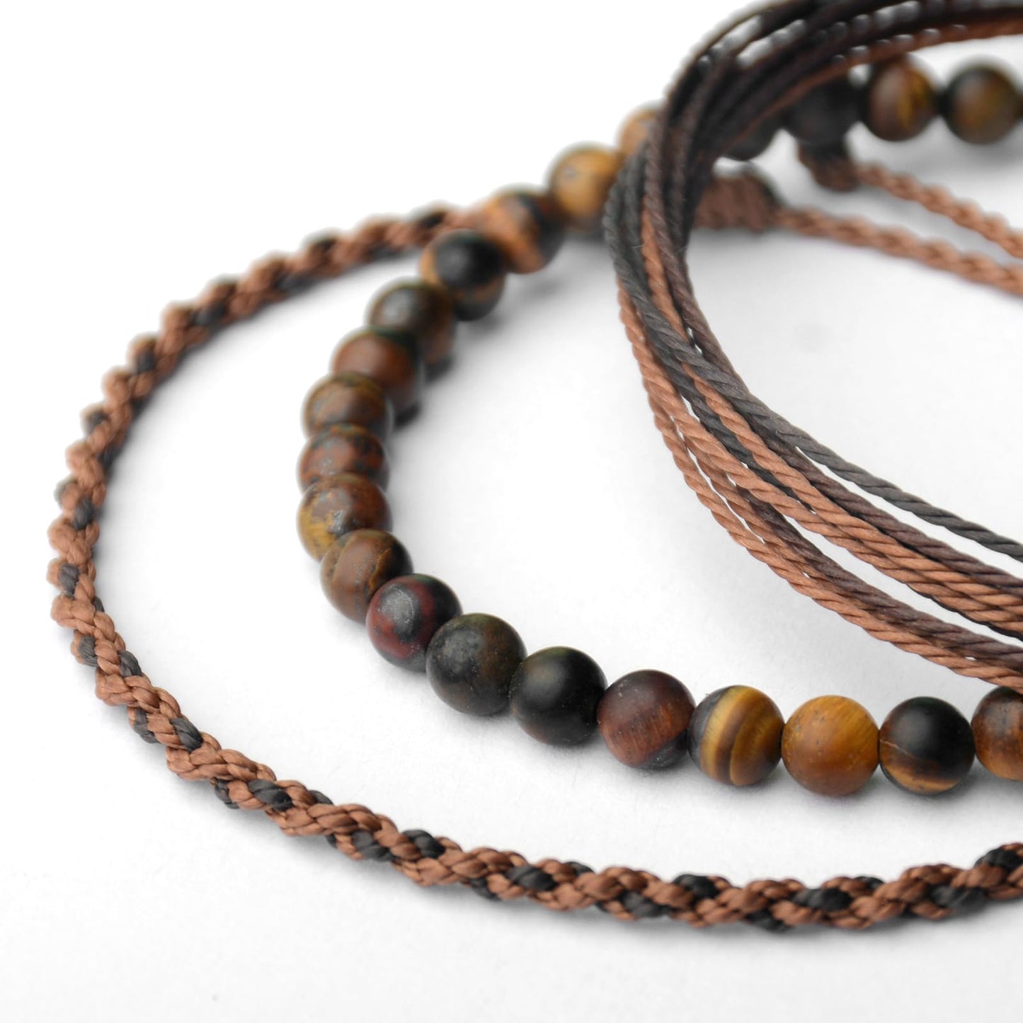 Handmade Natural Stone Beaded Healing Bracelet Gift for Men Adjustable Rope String Bracelet (tiger-eye, Adjustable)