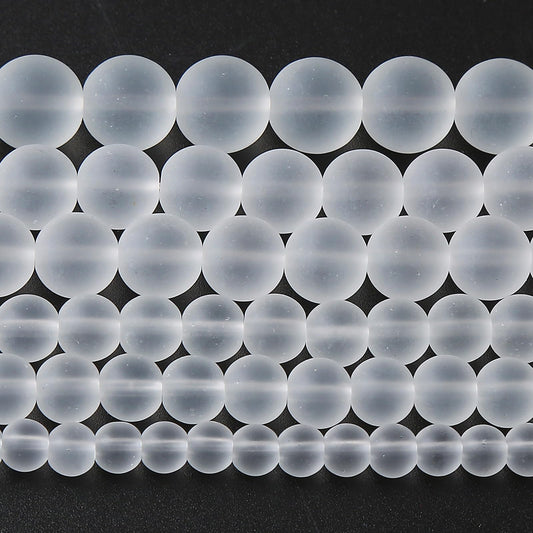 180pcs 4MM Matte White Crystal Glass Natural Stone Beads Round Loose Crystal Energy Beads for Jewelry Making DIY Bracelet Necklace 2 Strands 32"