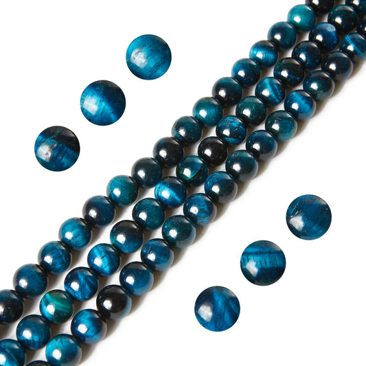 100pcs 6mm Aquamarine Tiger Eye Beads Natural Gemstone Beads Round Loose Beads for Jewelry Making