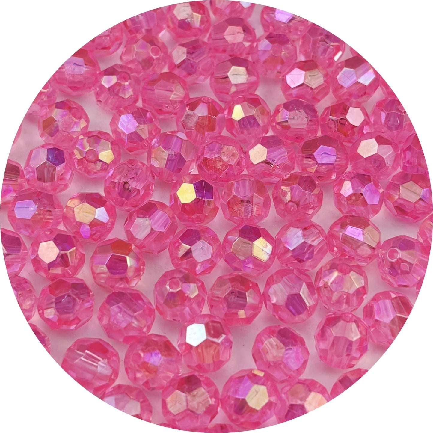 Pinhoollgo 200pcs 10mm Acrylic Faceted Round Beads AB Colors Glossy Acrylic Beads Round Spacer Beads with Hole for DIY Bracelet Necklace Jewelry Making Supplies Handmade Craft(Dark Pink AB)