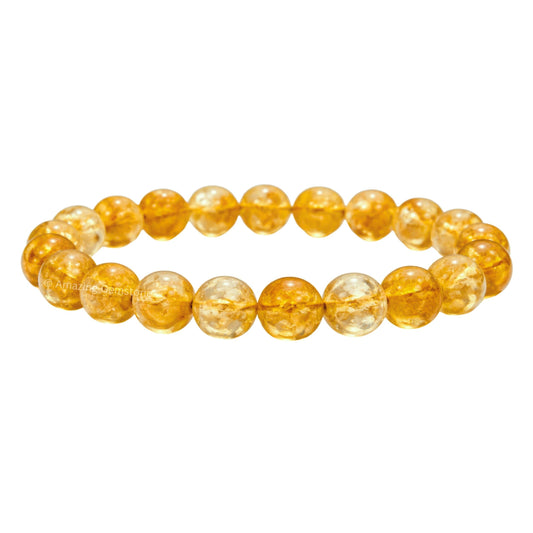 Amazing Gemstone Crystal Bracelet for Women Men's Gifts - Protection Healing Crystal Bracelet - 8mm Gemstone Beaded Stretchable Bracelet Pulseras Para Hombres Mujer Stocking Stuffers Mothers Day Gift (Citrine)