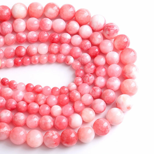 120PCS 6MM Pink Persian Jade Spacer Loose Beads for Jewelry Making DIY Bracelet Necklace 2 Strands