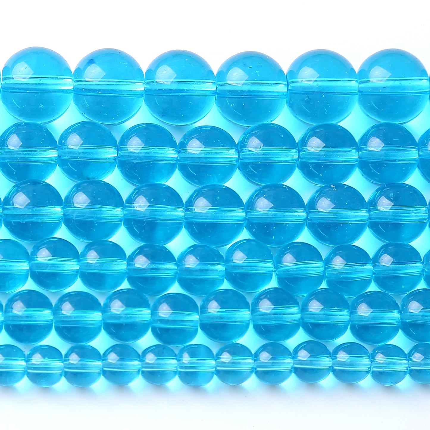 zhovmylo 8MM Lake Blue Glass Beads Natural Gemstone Round Loose Stone Beads for Jewelry and Bracelets Making 90pcs 2 Strands 32"