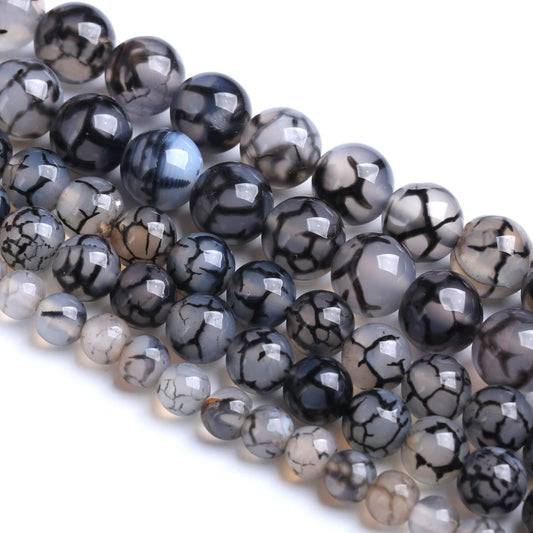 10MM 37PCS Natural Stone Black Dragon Vein Agate Beads for Jewelry Making DIY Bracelet