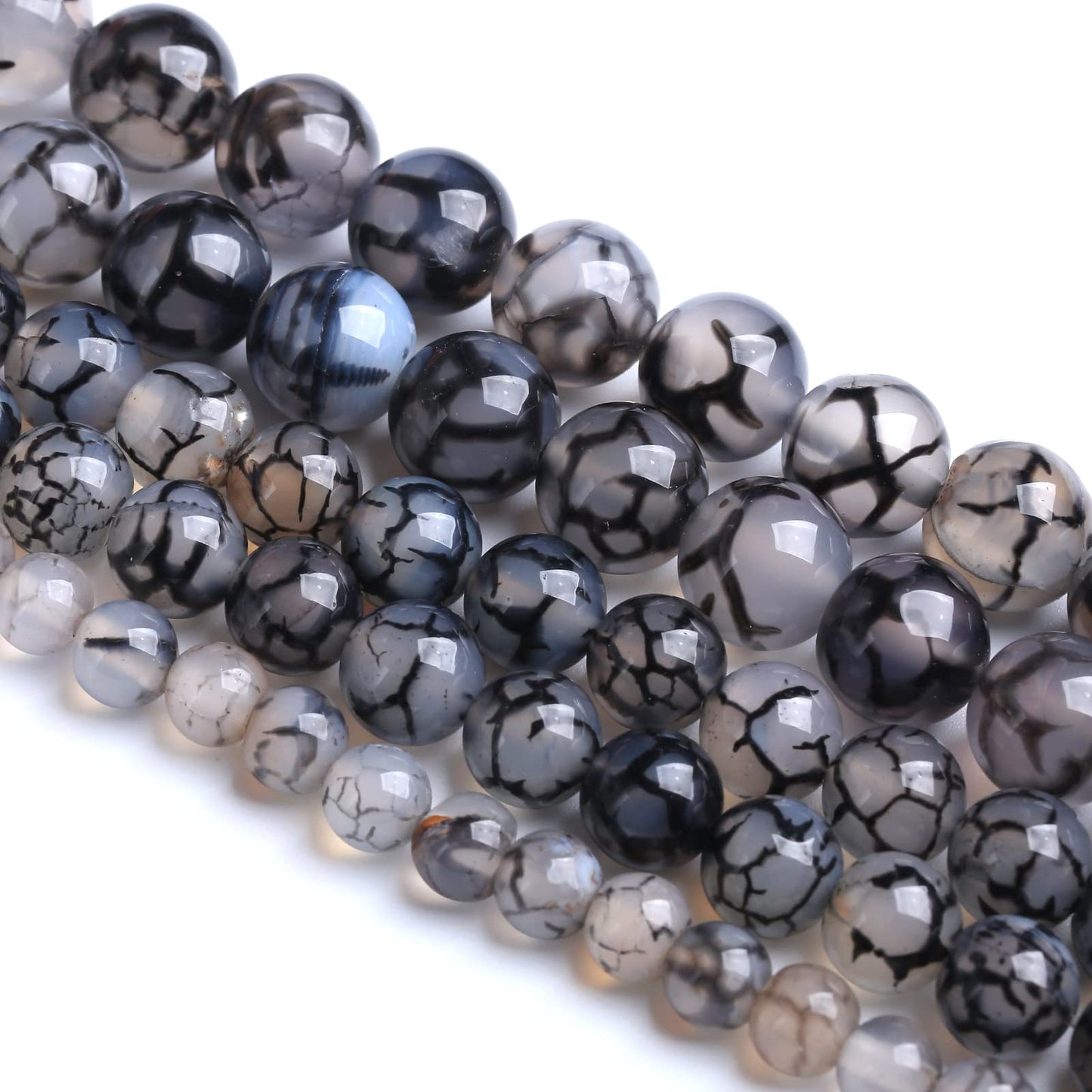 12MM 31PCS Natural Stone Black Dragon Vein Agate Beads for Jewelry Making DIY Bracelet